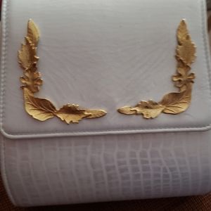 Vintage Mitra Leather White Embellished bag